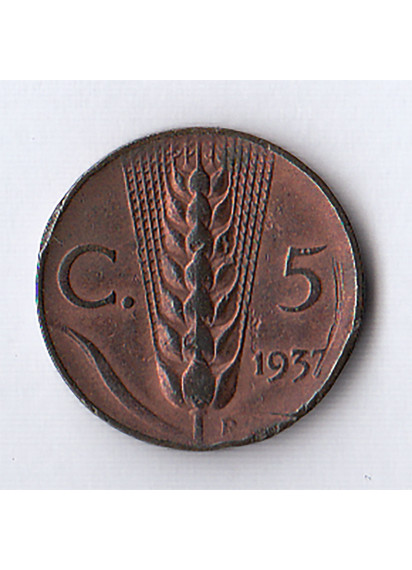 1937 - 5 centesimi Spiga conservazione BB Rara